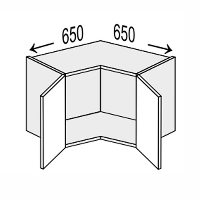 Кухонная секция Лео верхняя угол В 45° 650х650/360 2дв LE-190W/06 MiroMark