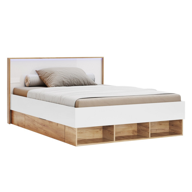 Комплект в Детскую спальню Асти Джуниор / Asti Junior Дуб Крафт - Глянец Белый Пенал 3Дв, Шкаф 2Дв 2Ящ, Тумба, Кровать, Столик, Полочка MiroMark