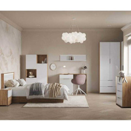 Комплект в Дитячу спальню Асті Джуніор / Asti Junior Дуб Крафт - Глянець Білий Комод, Пенал 3Дв, Шафа, Тумба, Ліжко, Стіл, Полочка MiroMark