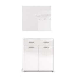 Комплект в прихожую Белла / Bella Глянец Белый Комод 2Дв 1Ящ, Зеркало MiroMark