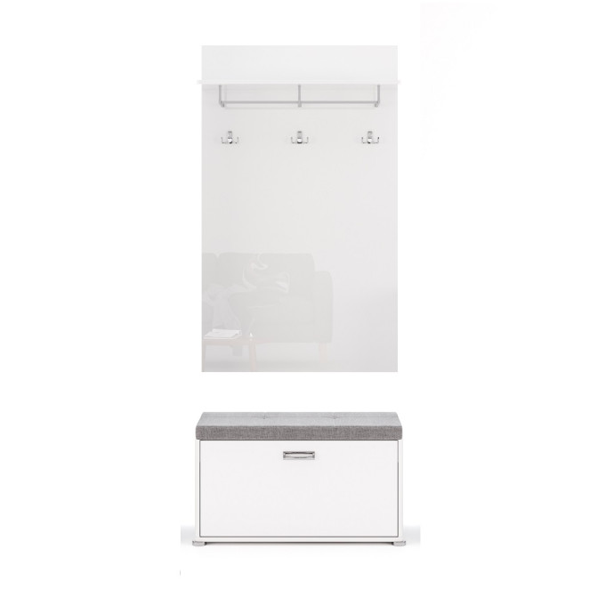 Комплект у передпокій Белла / Bella Глянець Білий Тумба 1Дв, Вішалка MiroMark