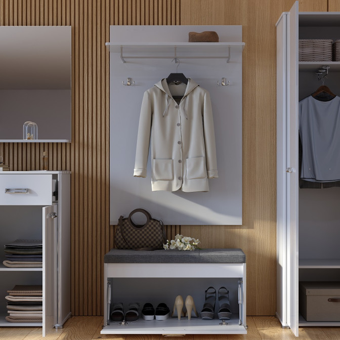 Комплект у передпокій Белла / Bella Глянець Білий Тумба 1Дв, Вішалка MiroMark