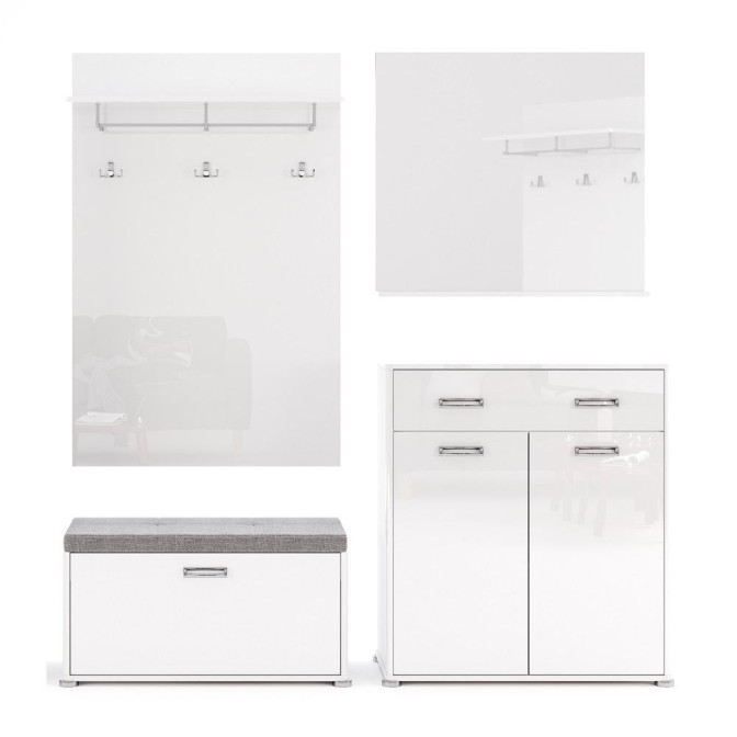 Комплект в прихожую 5 Белла / Bella Глянец Белый MiroMark