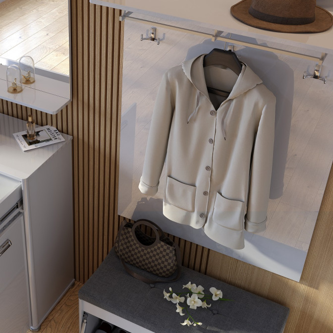 Комплект в прихожую Белла / Bella Глянец Белый Шкаф 2Дв, Тумба 1Дв, Вешалка MiroMark