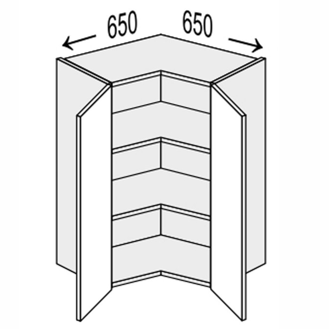 Кухонная секция Лео верхняя угол В 45° 650х650/720 2дв LE-492W/06 MiroMark