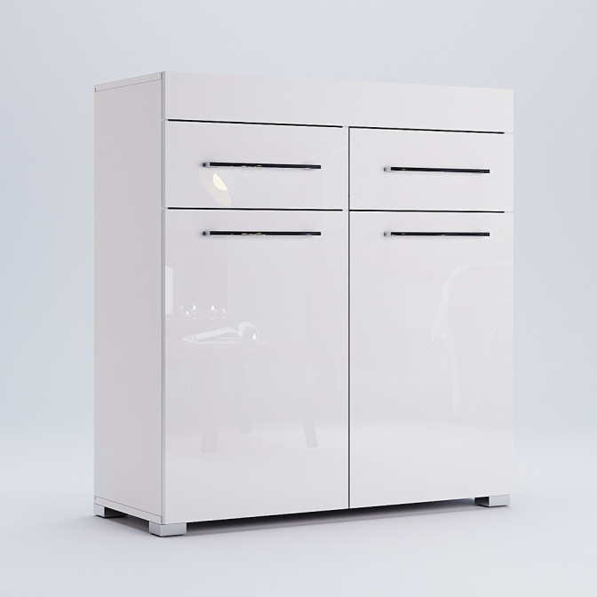 Комплект в прихожую Аманда / Amanda Глянец Белый Шкаф 2Дв, Комод 2Дв 2Ящ, Зеркало MiroMark