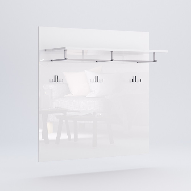 Комплект в прихожую Аманда / Amanda Глянец Белый Комод 2Дв 2Ящ, Зеркало, Тумба1Дв, Вешалка, Опция Мягкая часть Тумбы 1Дв MiroMark