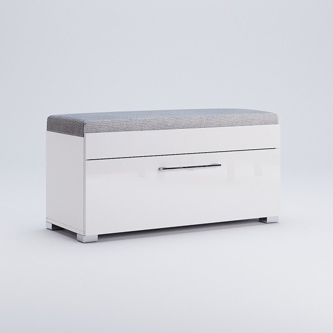 Комплект в прихожую Аманда / Amanda Глянец Белый Комод 2Дв 2Ящ, Зеркало, Тумба1Дв, Вешалка, Опция Мягкая часть Тумбы 1Дв MiroMark