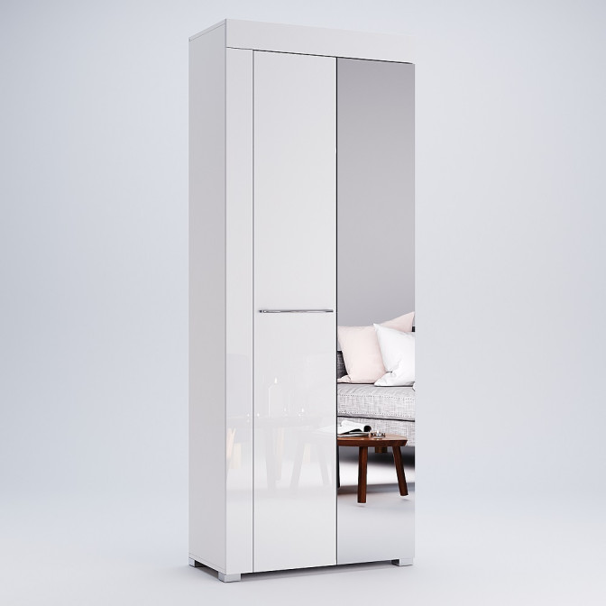 Комплект в прихожую Аманда / Amanda Глянец Белый Шкаф 2Дв, Зеркало, Комод 2Дв 2Ящ, Тумба 1Дв, Вешалка, Опция Мягкая часть Тумбы 1Дв MiroMark