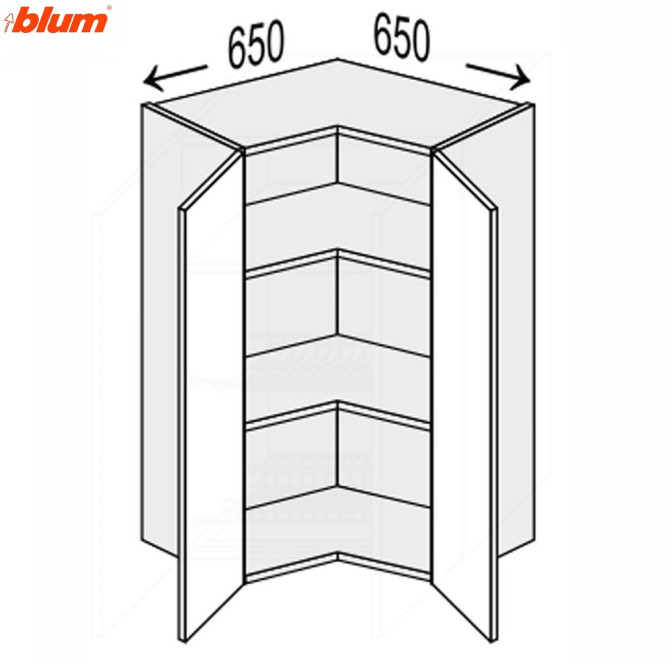 Кухонна секція Валенсія верхня Кут 90° 650х650/900 2дв Pro Blum VL-594W/9003 MiroMark