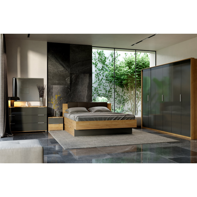 Комплект в спальню 6Дв Луна / Luna Дуб Крафт – Мат Лава MiroMark