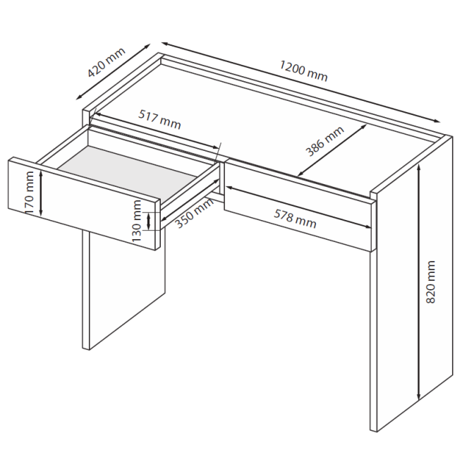 Столик туалетный 2Ящ Тео / Teo Мат Антрацит-Мат Графит MiroMark TO-72-AG