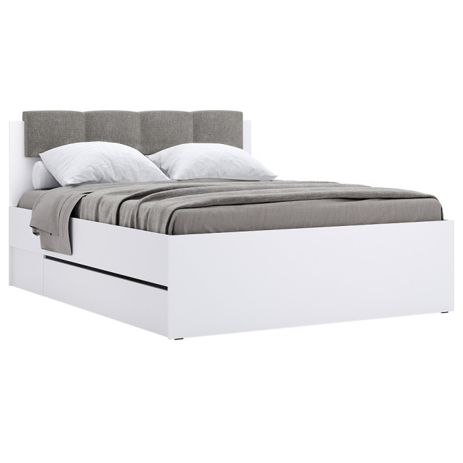 Кровать с ящиками для белья 1,6х2,0 Тибо / Tibo Супер Мат Белый MiroMark TB-36-WM