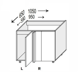 Кухонна секція Міленіум WG нижня Кут Н 90° 1050х650/820 1дв Ліва ML-093W/01L MiroMark
