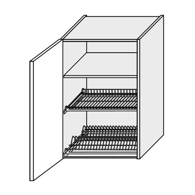 Кухонная секция Мери верхняя 60ВС/900 1дв Сушка MR-570W/9003gl MiroMark