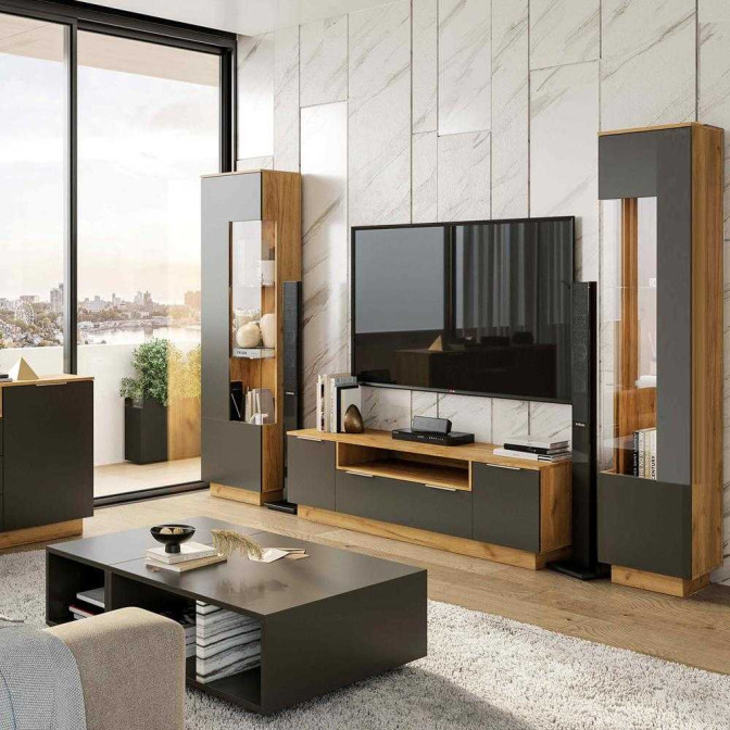 Сервант лівий Місяць / Luna Мат Лава - Дуб Крафт MiroMark LN-110-LV