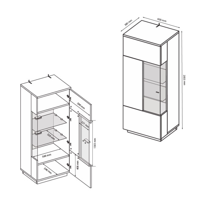 Сервант лівий Місяць / Luna Мат Лава - Дуб Крафт MiroMark LN-110-LV