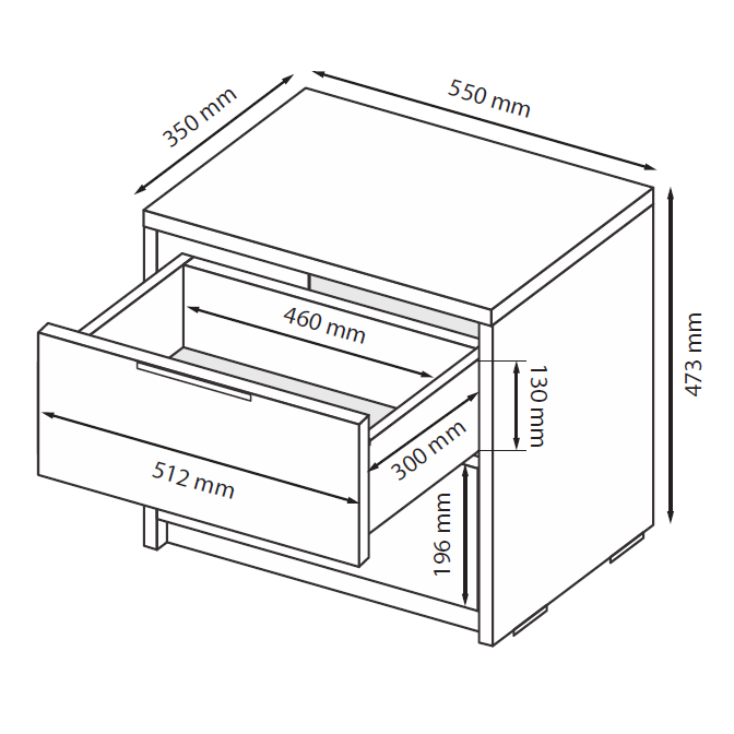 Тумба прикроватная 2Ящ Реймонд / Raymond Мат Антрацит - Дуб Артизан MiroMark RN-52-MA/WB