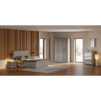 Комплект в спальню 3Дв Меги / Megy Глянец Шиншила Серая MiroMark