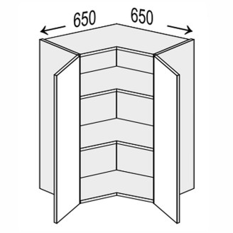 Кухонная секция Валенсия верхняя Угол В 90° 650х650/720 2дв VL-492W/9003 MiroMark