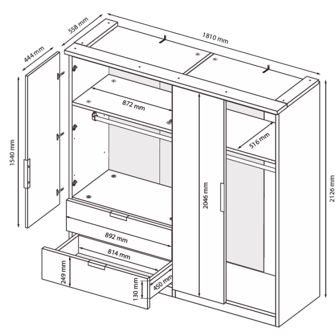 Шкаф с ящиками Линц 4Дв2Шх MiroMark купить