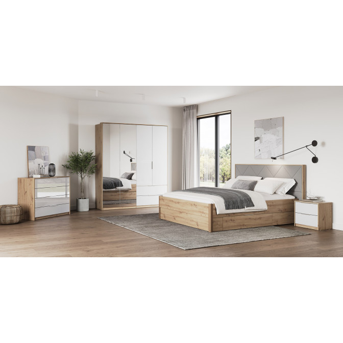 Модульная спальня Реймонд / Raymond Глянец Белый - Дуб Артизан MiroMark