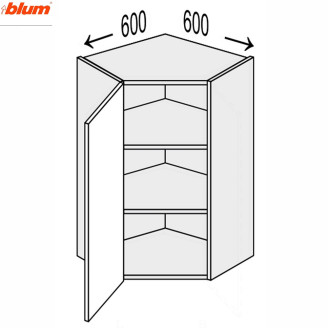 Кухонная секция Валенсия верхняя Угол В 45° 600х600/900 1дв Pro Blum VL-596W/9003 MiroMark