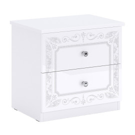 Тумба прикроватная 2Ящ Луиза / Luiza Глянец Белый MiroMark LZ-52-WB 