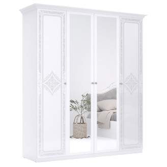 Шафа 4Дв із дзеркалом Луїза / Luiza Глянець Білий MiroMark LZ-14-WB