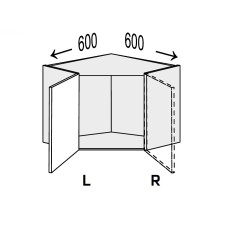 Кухонная секция Миллениум верхняя Угол В 45° 600х600/360 1дв Левая ML-192W/9003L MiroMark