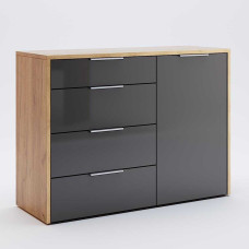 Комод 1Дв 4Ящ Місяць / Luna Дуб Крафт – Мат Лава MiroMark LN-64-LV