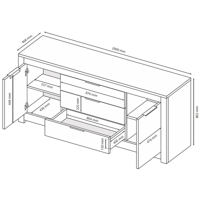 Комод 2Дв 3Ящ 2,0м Томми / Tommy Дуб Артизан MiroMark TM-162-OA