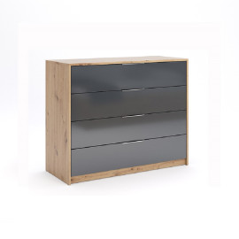 Комод 4Ящ Реймонд / Raymond Глянець Мат Антрацит - Дуб Артизан MiroMark RN-64-MA/WB