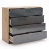 Комод 4Ящ Реймонд / Raymond Глянец Мат Антрацит - Дуб Артизан MiroMark RN-64-MA/WB