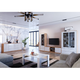 Модульная гостиная Асти / Asti Глянец Белый - Дуб Крафт MiroMark