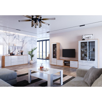 Модульная гостиная Асти / Asti Глянец Белый - Дуб Крафт MiroMark