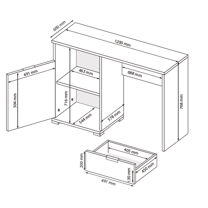 Стол письменный Асти 1Д 1Ш MiroMark купить