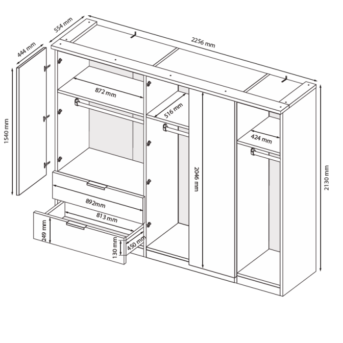Шкаф с ящиками Линц 5Дв2Шх MiroMark купить