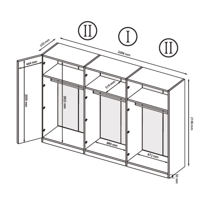 Шкаф Луиза 6Дв с зеркалом MiroMark купить