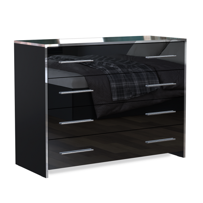 Комод 4Ящ Энни / Annie Глянец Чёрный MiroMark EN-64-BL