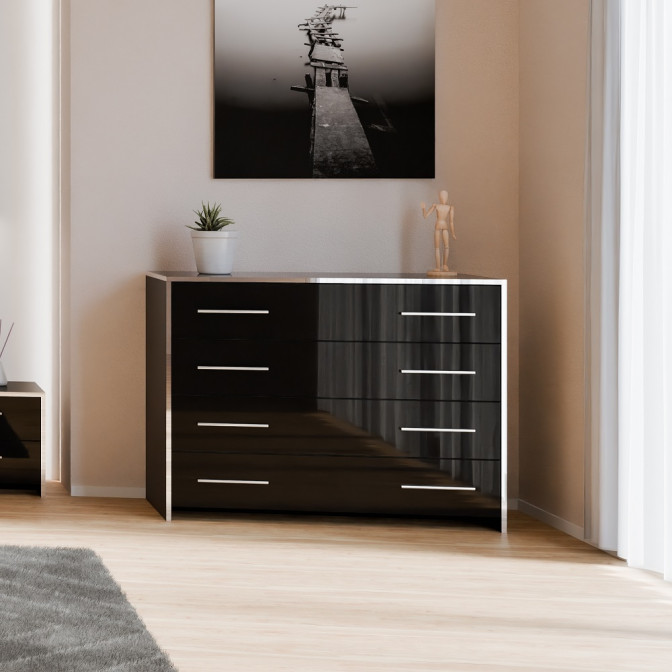 Комод 4Ящ Энни / Annie Глянец Чёрный MiroMark EN-64-BL