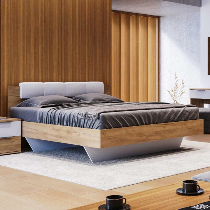 Кровать без каркаса 1,8*2,0 Асти / Asti Глянец Белый - Дуб Крафт MiroMark AS-38-WB