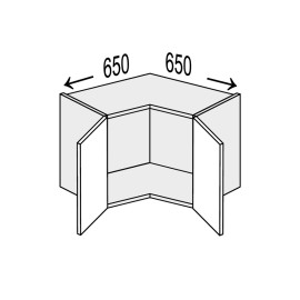 Кухонная секция Мери верхняя Угол В 90° 650х650/450 2дв MR-390W/9003gl MiroMark
