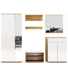 Комплект в прихожую 7 Асти / Asti Глянец Белый - Дуб Крафт MiroMark