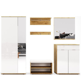 Комплект в прихожую 7 Асти / Asti Глянец Белый - Дуб Крафт MiroMark