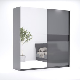 Шафа-купе з дзеркалом 2,0 х2, 1Тео / Teo Мат Антрацит-Мат Графіт MiroMark TO-20-AG