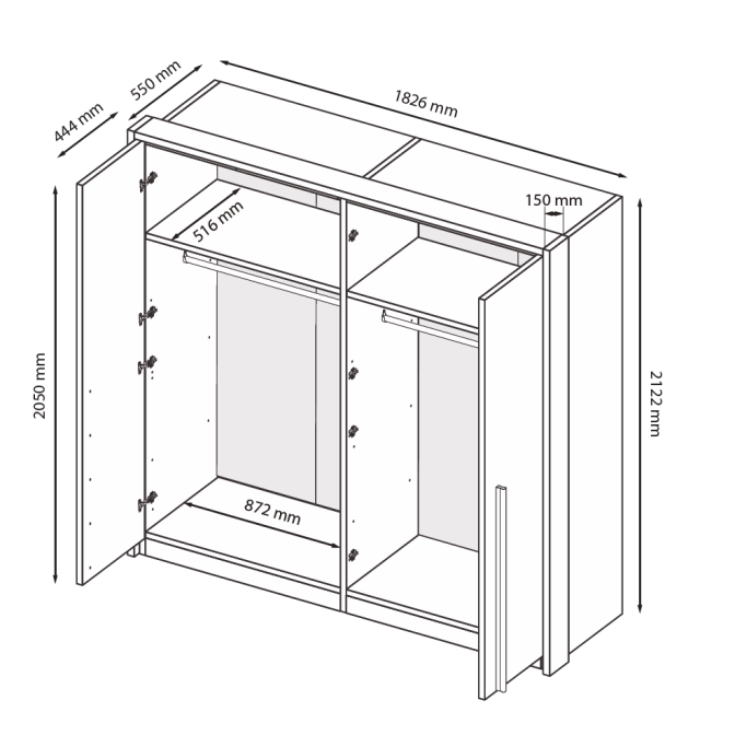 Шкаф 4Дв Энни / Annie Глянец Чёрный MiroMark EN-14-BL