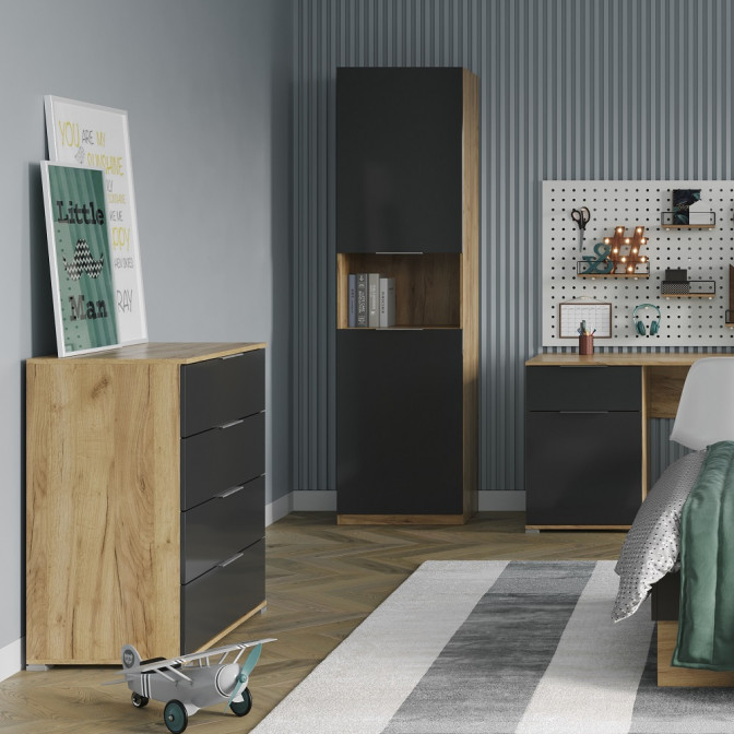 Комод 4Ящ Луна Джуниор / Luna Junior Дуб Крафт - Мат Лава MiroMark LN-164-LV