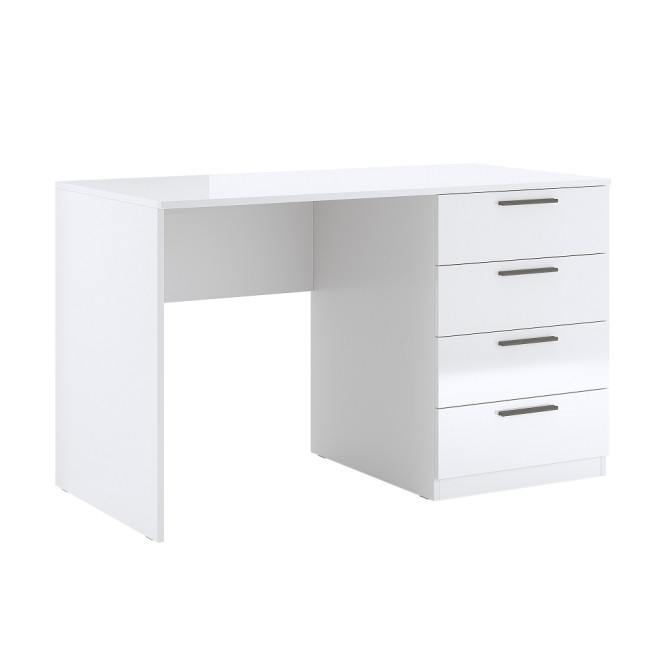 Комплект в Детскую спальню Хеппи / Happy Глянец Белый Шкаф 1Дв, Кровать, Тумба, Стол 4Ящ, Комод 4Ящ MiroMark