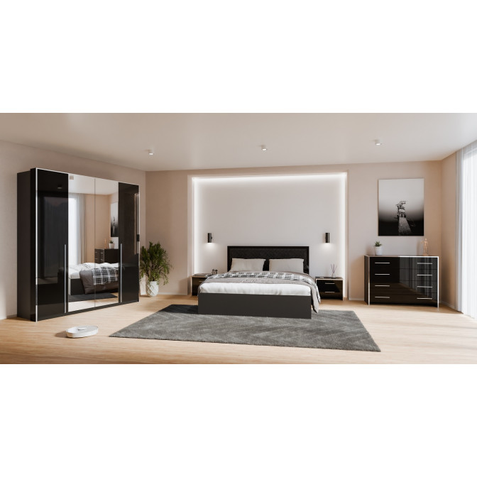 Комплект в спальню 4Дв Энни / Annie Глянец Чёрный MiroMark